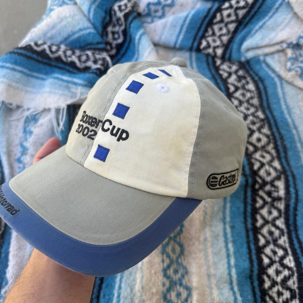 Vintage 2002 Boxer Cup BMW Motorcycles Motorrad Gray Blue Strapback Hat Cap VTG - Picture 3 of 5